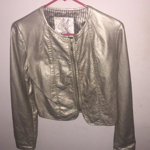 Metallic gold leather jacket